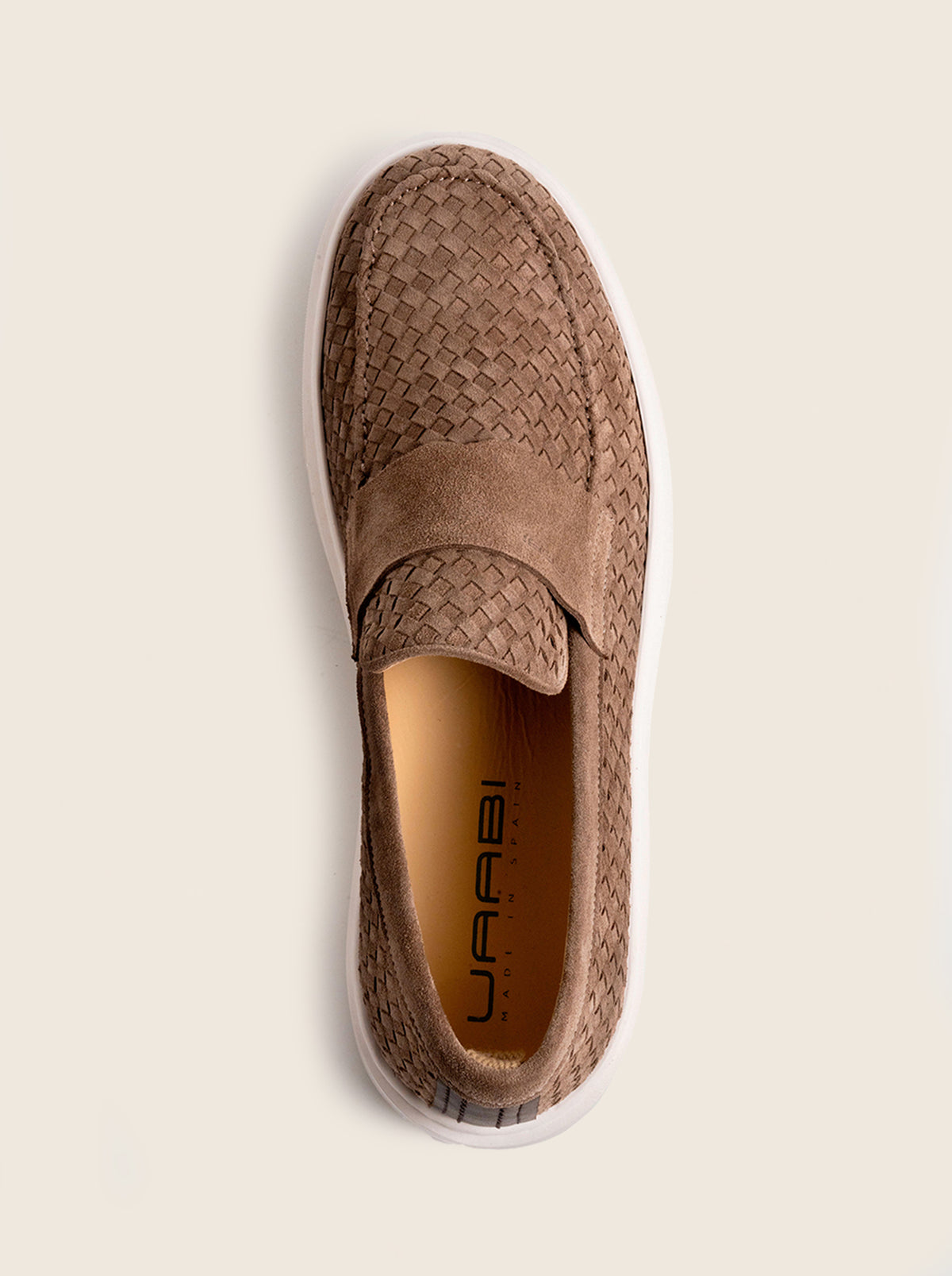 Mocasín MOKASSIN V40 en piel trenzada taupe, vista cenital