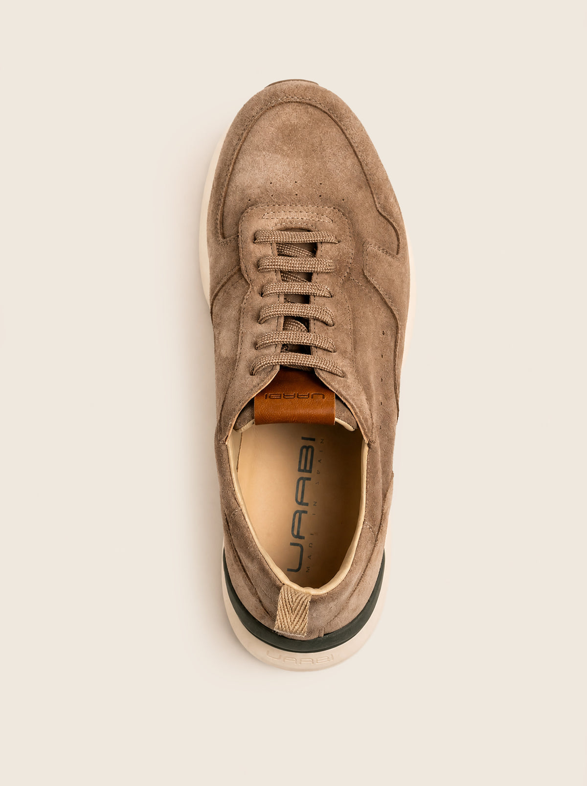 Sneaker WENNER R10 en piel anteada beige, vista cenital