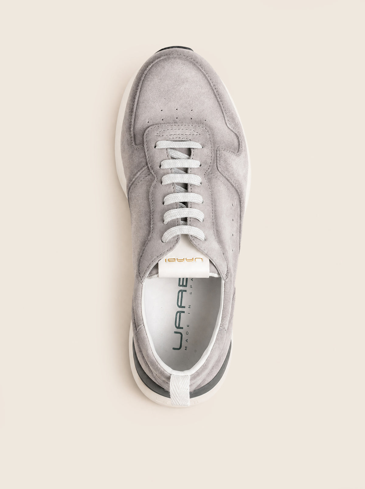 Sneaker WENNER R12 en piel anteada gris claro, vista cenital